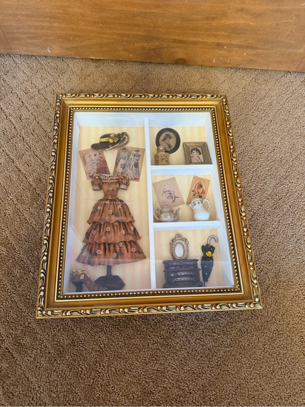 Arister Gifts Glided Age Pink Fashion Accessories Ornate Gold Frame Shadow Box